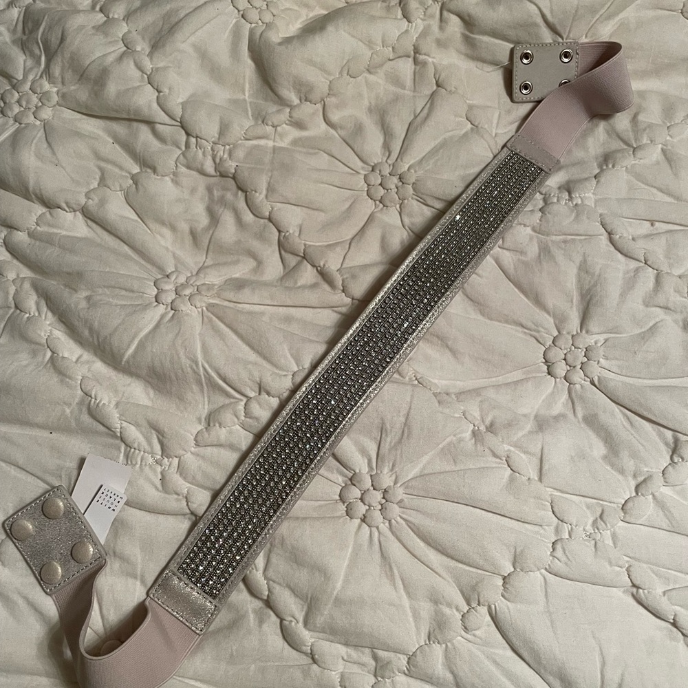 WHBM cream colored leather belt